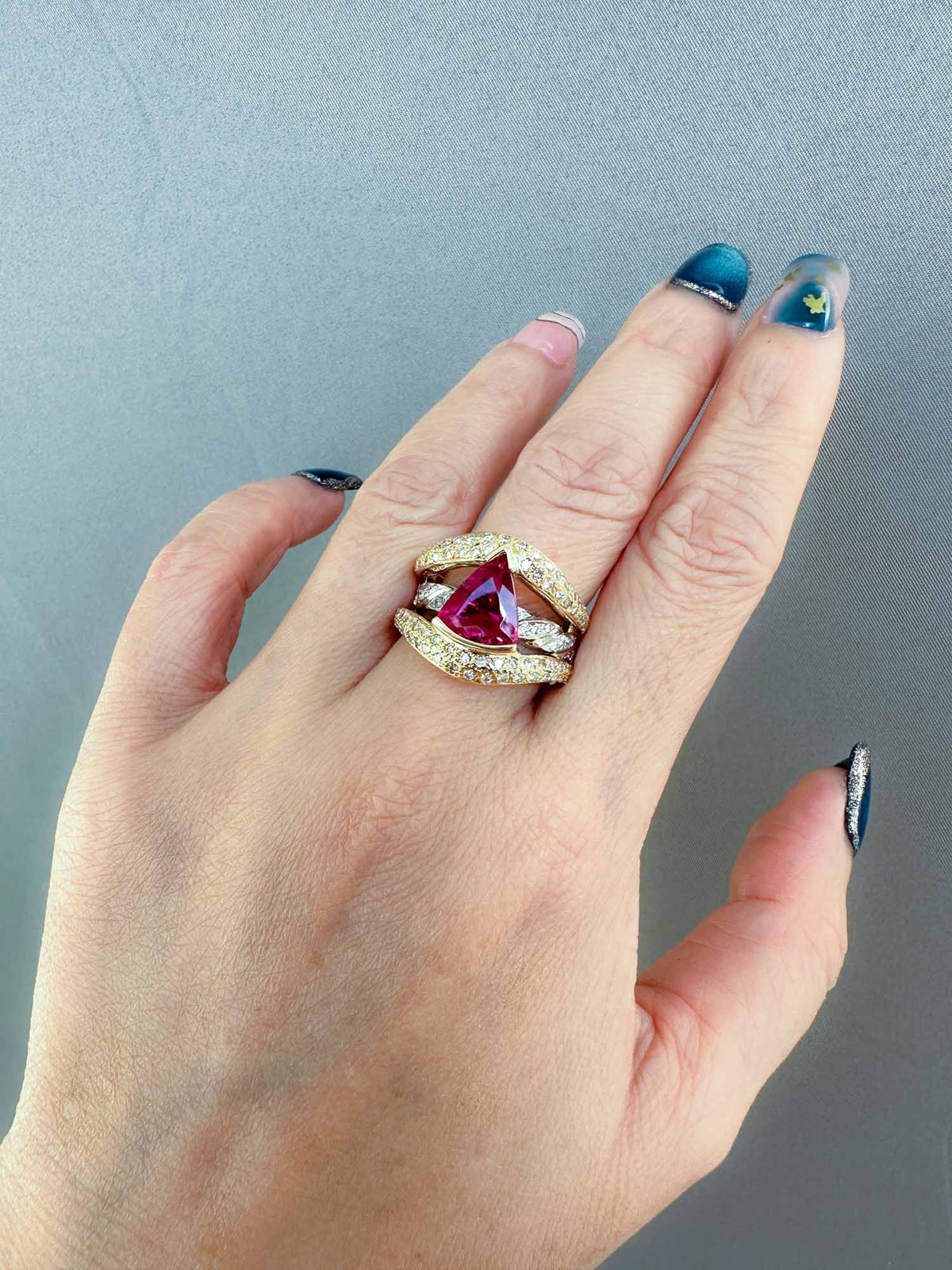 2.41ct Bright Pink Rubellite Tourmaline and Diamond Ring 18K Gold R6663 Aurora Designer