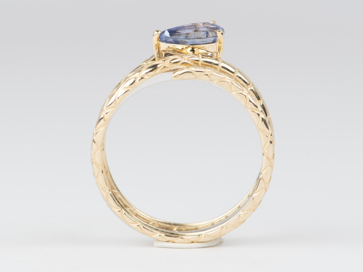 Lavender Purple Bi-Color Sapphire Snake Ring Set with Diamond Band 14K Gold R6664 Aurora Designer