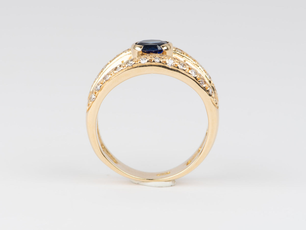 Blue Sapphire Diamond Ring 18K Gold 6.4g Sapphire 0.66ct Diamond 0.4ct R6667 Aurora Designer