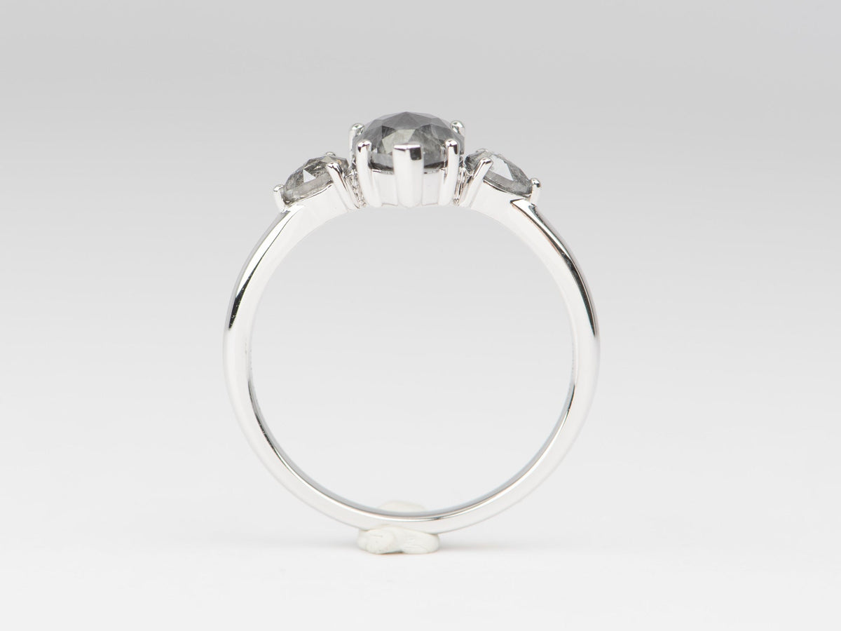 1.74ctw Pear Shape Diamond Three-Stone Engagement Ring 14K White Gold R6675 Aurora Designer