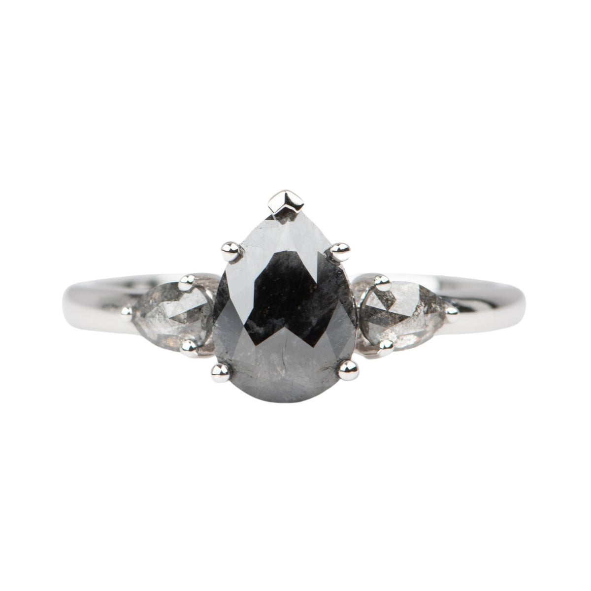 1.74ctw Pear Shape Diamond Three-Stone Engagement Ring 14K White Gold R6675 Aurora Designer
