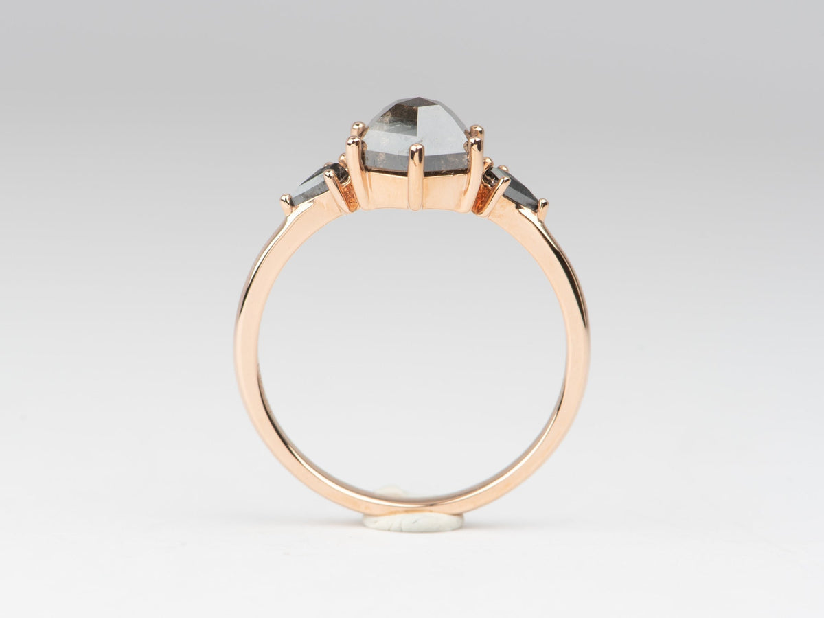 2.04ctw Dark Hexagon Diamond with Kite Sides Engagement Ring 14K Rose Gold R6678 Aurora Designer
