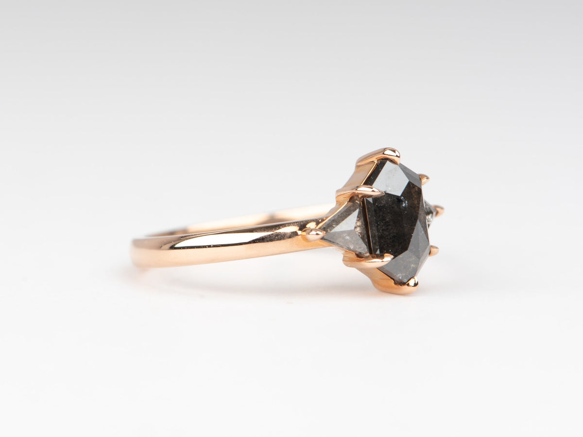 1.42ctw Dark Gray Diamond Three-Stone Engagement Ring 14K Rose Gold R6680 Aurora Designer