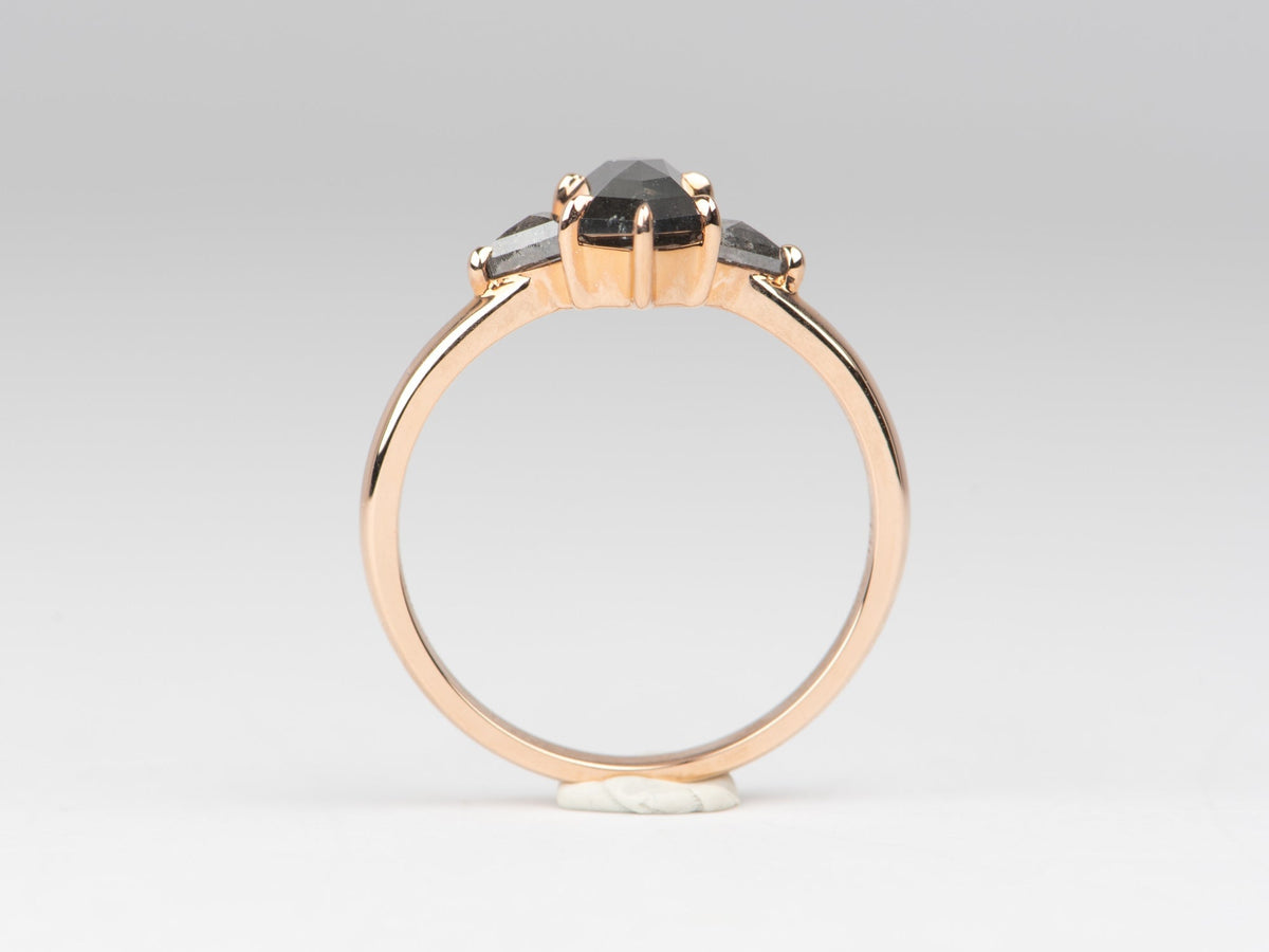 1.42ctw Dark Gray Diamond Three-Stone Engagement Ring 14K Rose Gold R6680 Aurora Designer