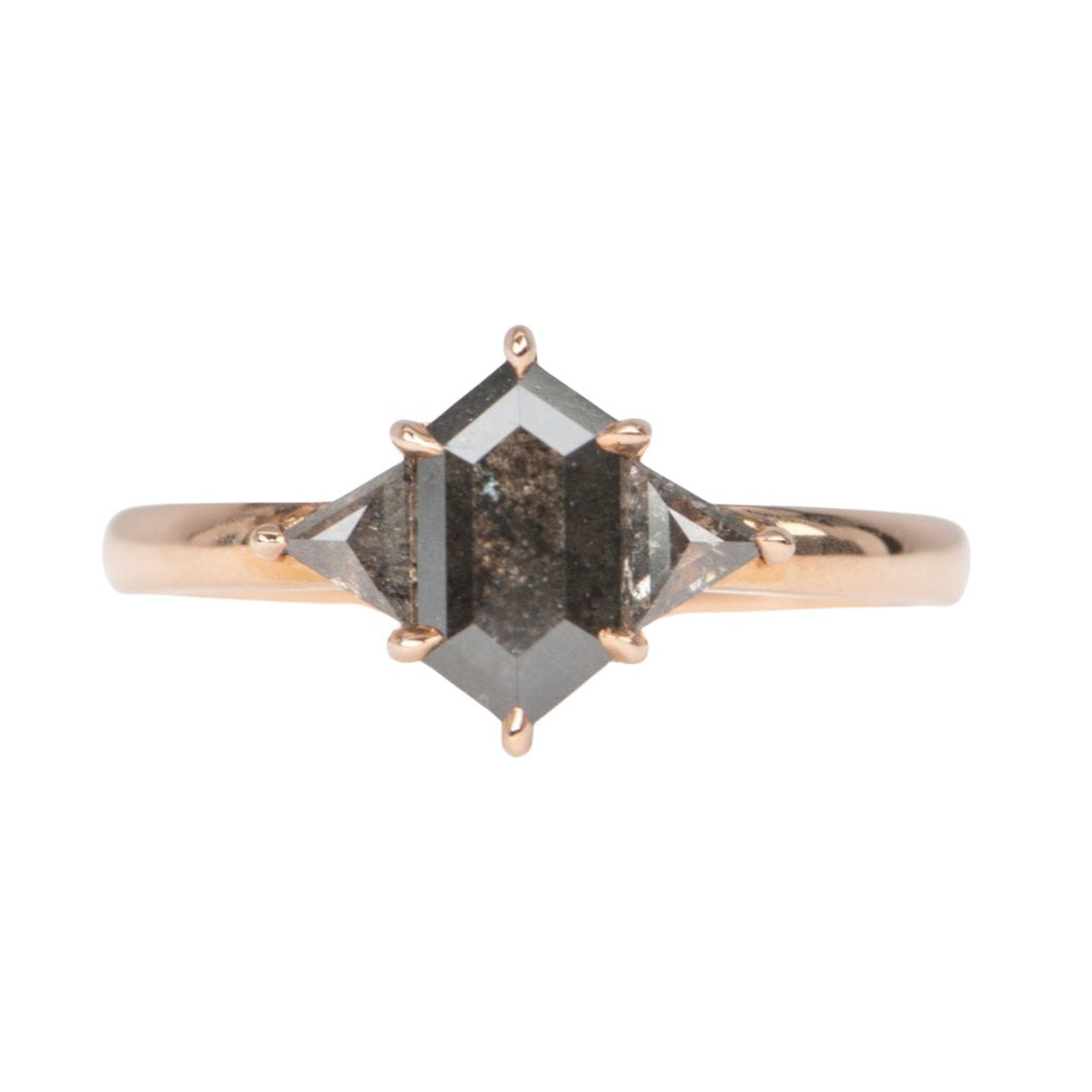 1.42ctw Dark Gray Diamond Three-Stone Engagement Ring 14K Rose Gold R6680 Aurora Designer