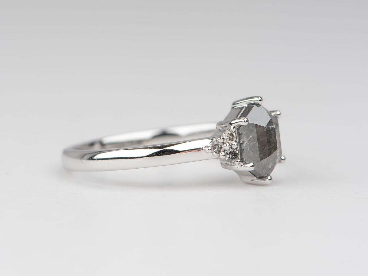 1.25ctw Celestial Diamond with Trio Sides Engagement Ring 14K White Gold R6685 Aurora Designer
