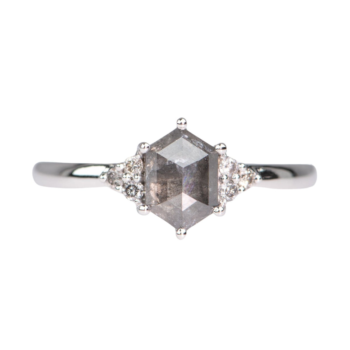 1.25ctw Celestial Diamond with Trio Sides Engagement Ring 14K White Gold R6685 Aurora Designer