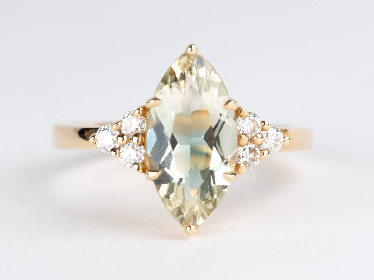 2.23ct Bi-Color Oregon Sunstone Engagement Ring 14K Gold with Trio Stone Sides R6687 Aurora Designer