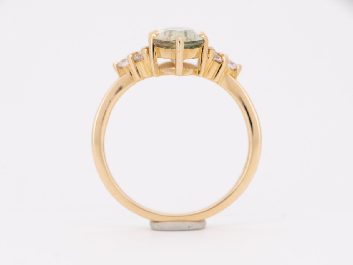 2.23ct Bi-Color Oregon Sunstone Engagement Ring 14K Gold with Trio Stone Sides R6687 Aurora Designer