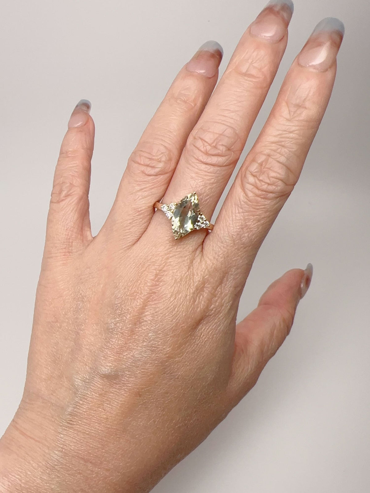 2.23ct Bi-Color Oregon Sunstone Engagement Ring 14K Gold with Trio Stone Sides R6687 Aurora Designer