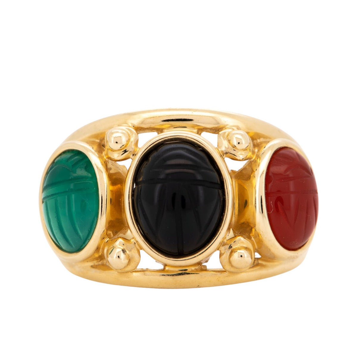 Trio Carved Scarab Split Band Ring 14K Gold 4.38g R6689 Aurora Designer