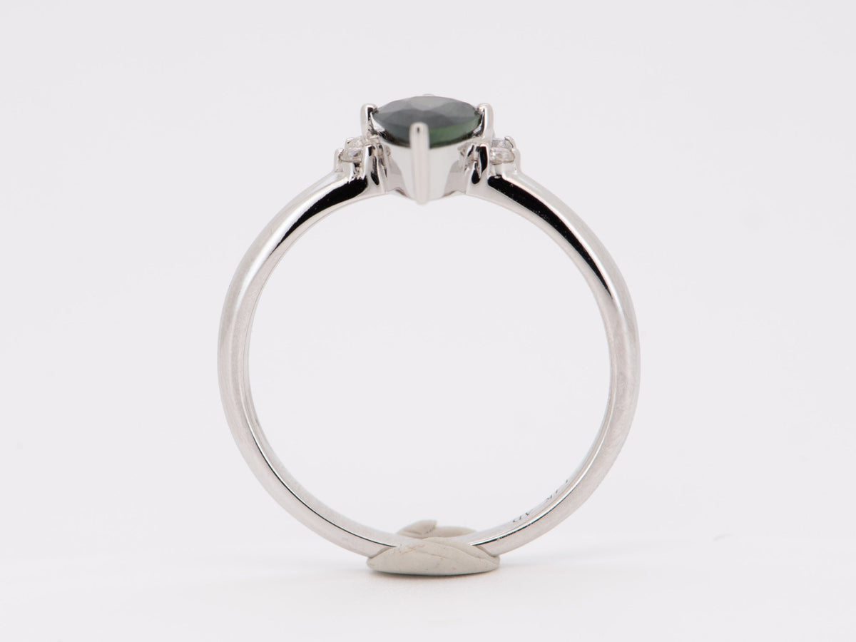 Natural Nigerian Sapphire Half Halo Engagement Ring 14K White Gold R6693 Aurora Designer
