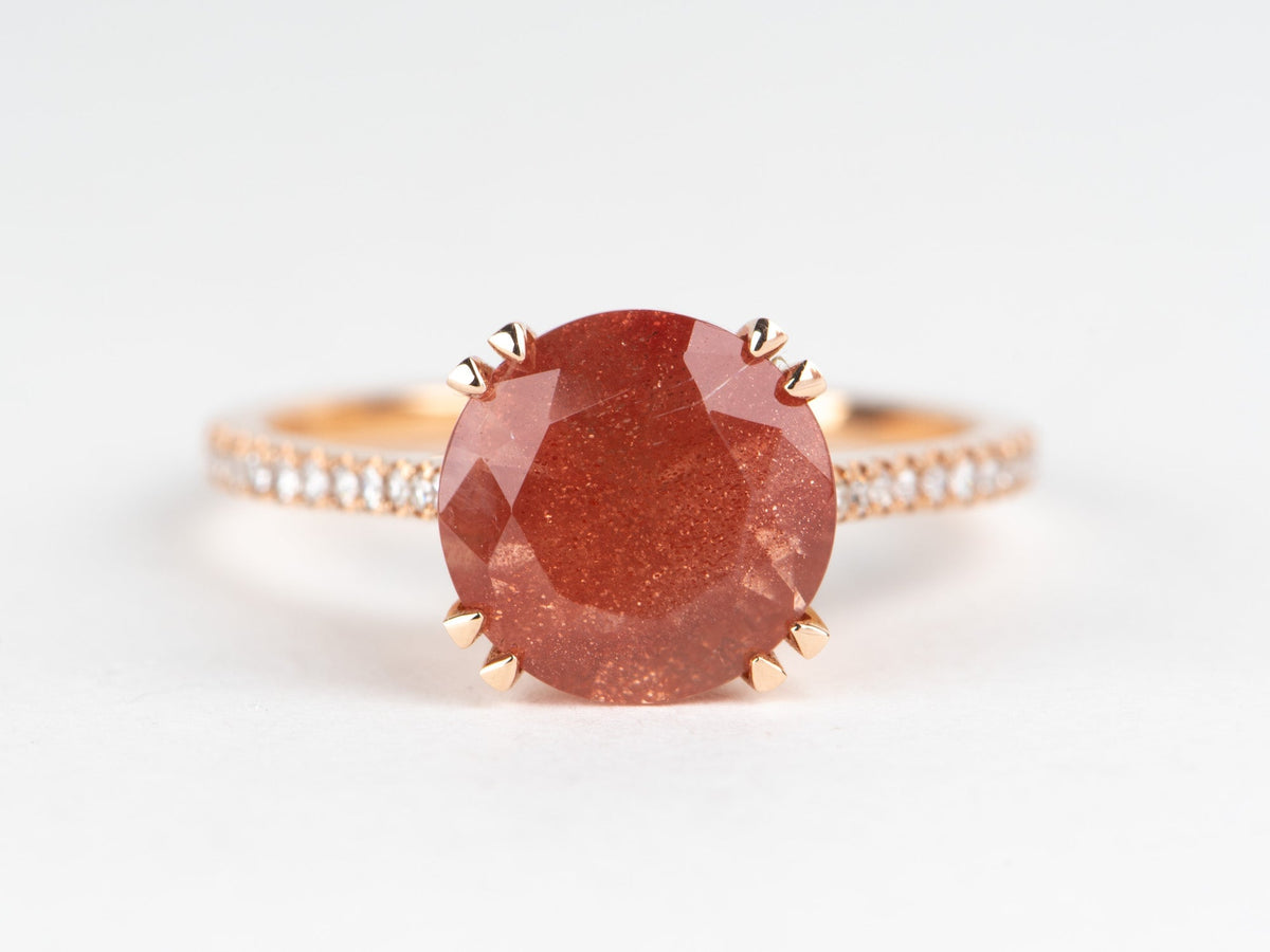 2.47ct Oregon Sunstone with Gorgeous Schiller Engagement Ring 14K Rose Gold Diamond Band R6695 Aurora Designer