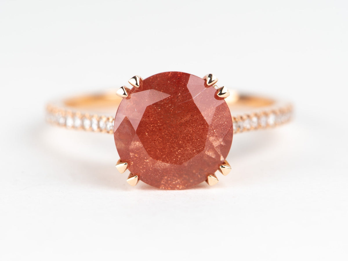2.47ct Oregon Sunstone with Gorgeous Schiller Engagement Ring 14K Rose Gold Diamond Band R6695 Aurora Designer