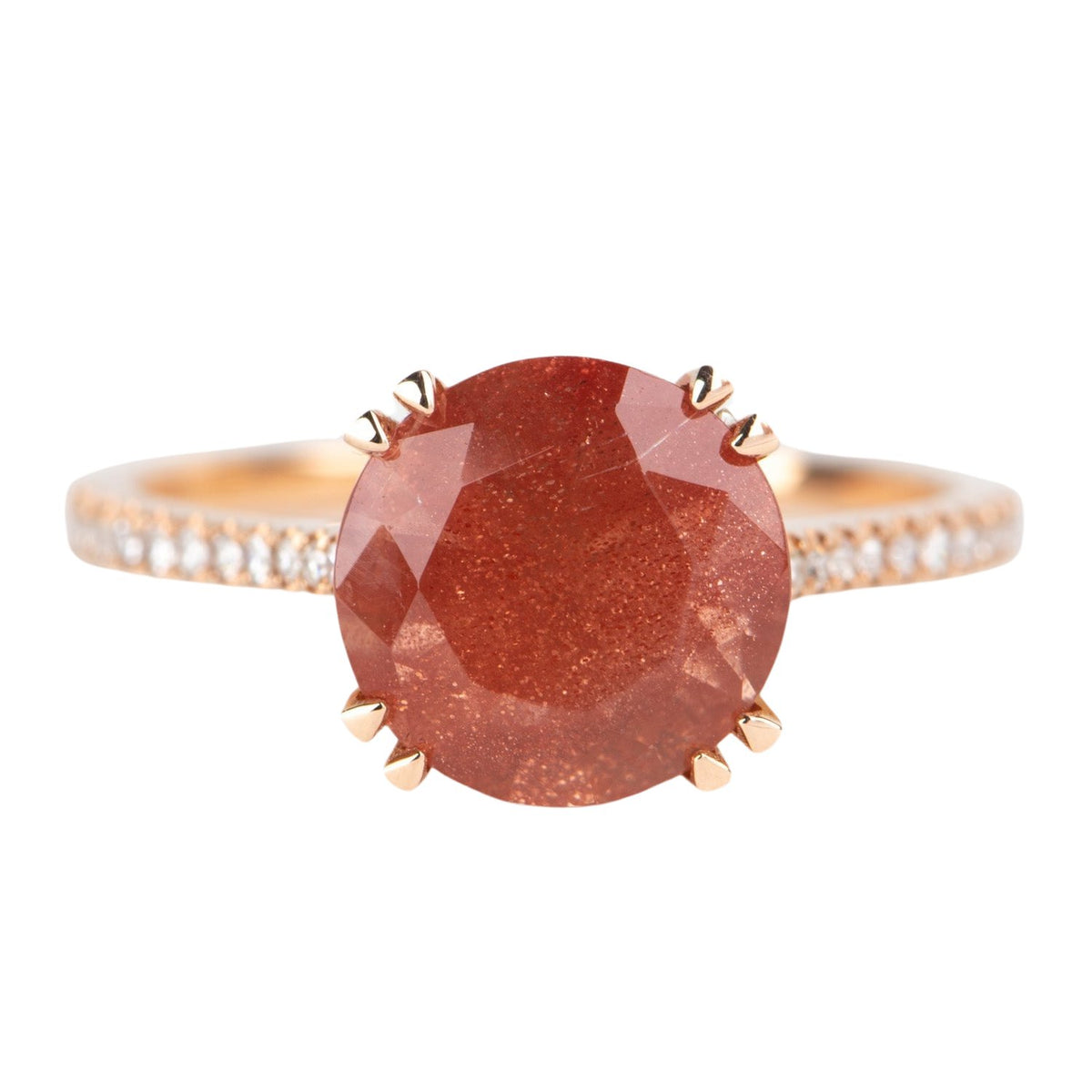 2.47ct Oregon Sunstone with Gorgeous Schiller Engagement Ring 14K Rose Gold Diamond Band R6695 Aurora Designer