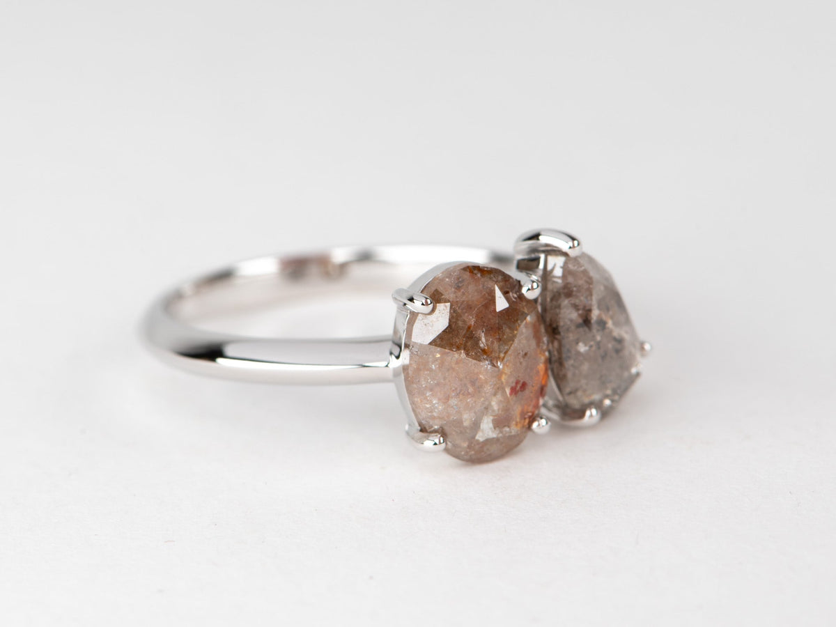 2.04ctw Salt and Pepper Diamond Toi et Moi Ring 14K White Gold R6699 Aurora Designer