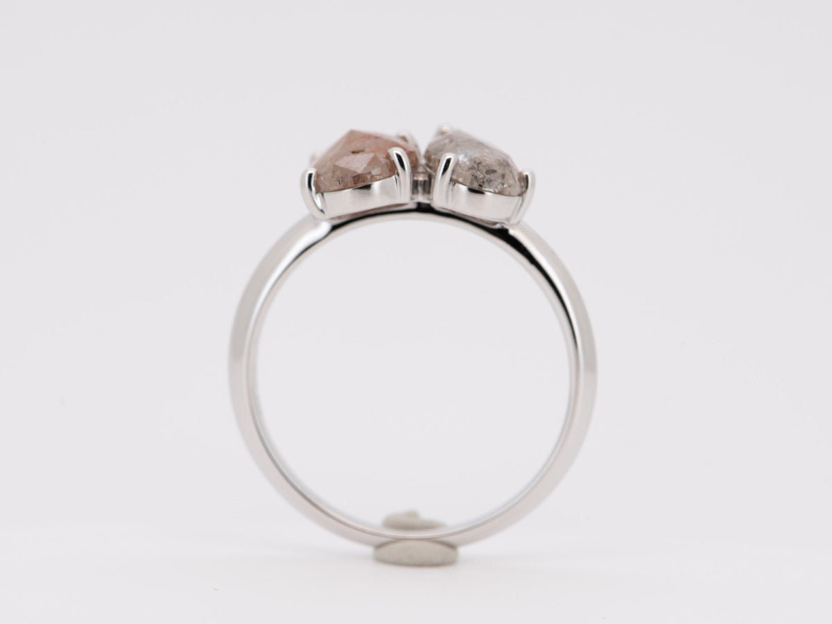 2.04ctw Salt and Pepper Diamond Toi et Moi Ring 14K White Gold R6699 Aurora Designer