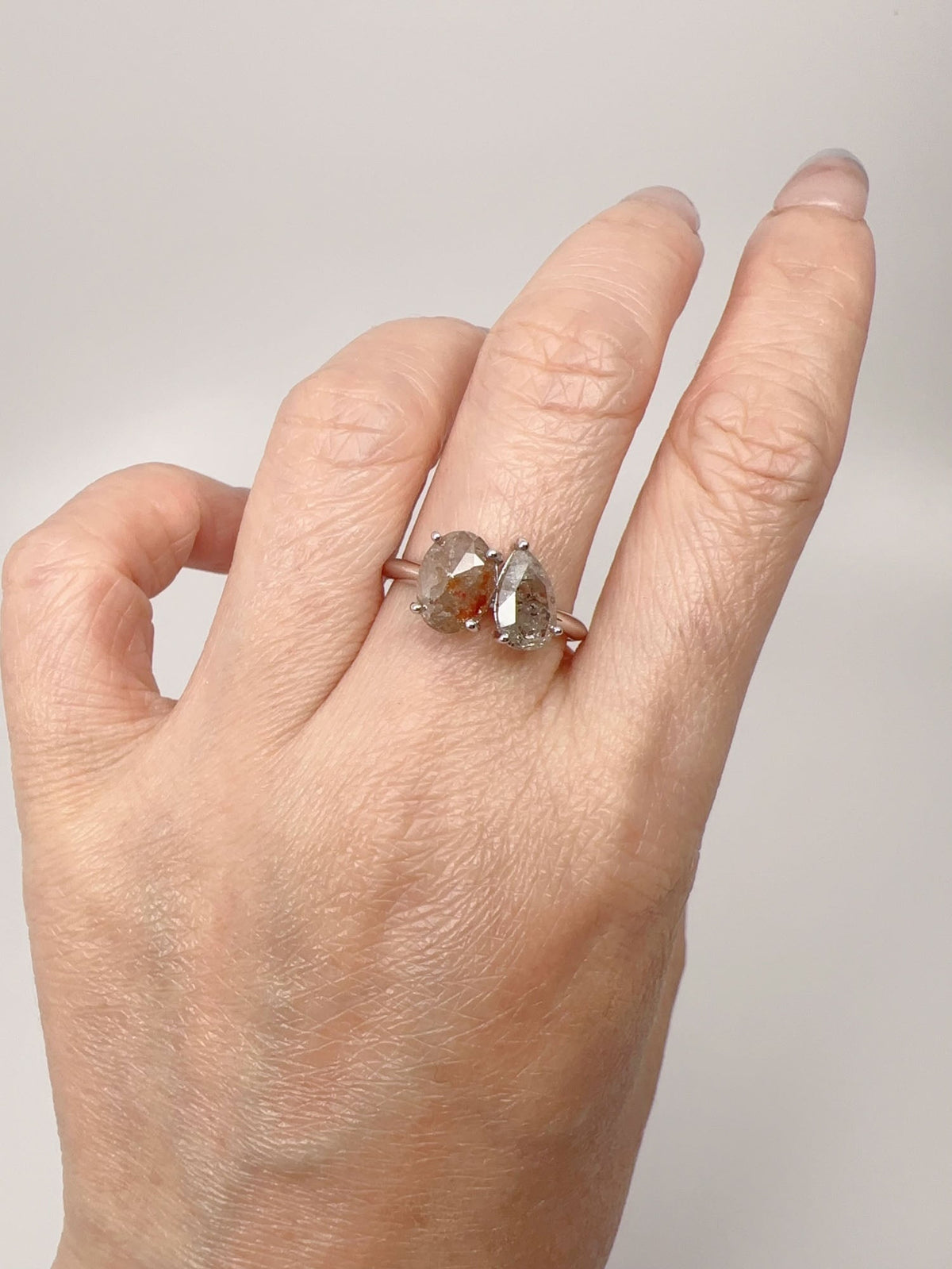 2.04ctw Salt and Pepper Diamond Toi et Moi Ring 14K White Gold R6699 Aurora Designer