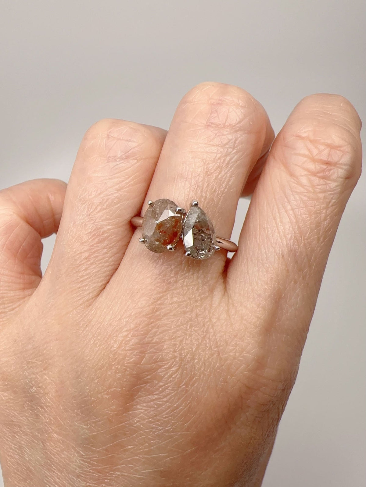 2.04ctw Salt and Pepper Diamond Toi et Moi Ring 14K White Gold R6699 Aurora Designer
