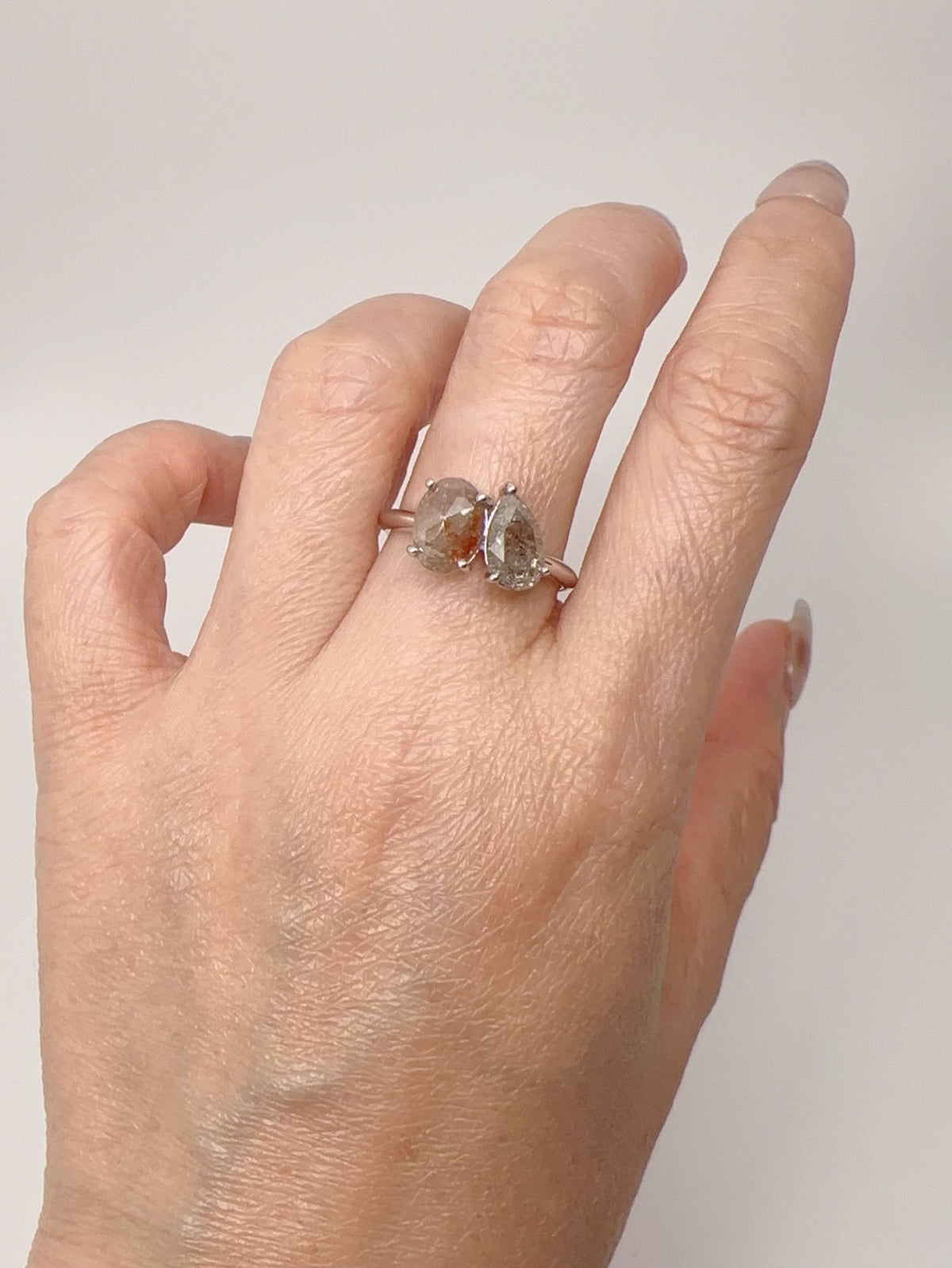 2.04ctw Salt and Pepper Diamond Toi et Moi Ring 14K White Gold R6699 Aurora Designer