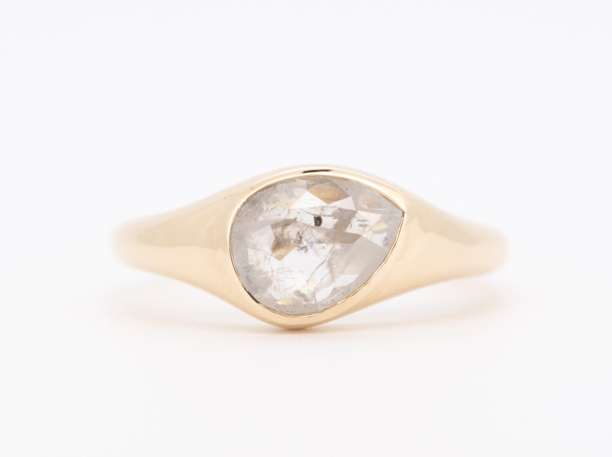 1.72ct Icy Diamond Tilted Bezel Set Engagement Ring 14K Gold R6706 Aurora Designer