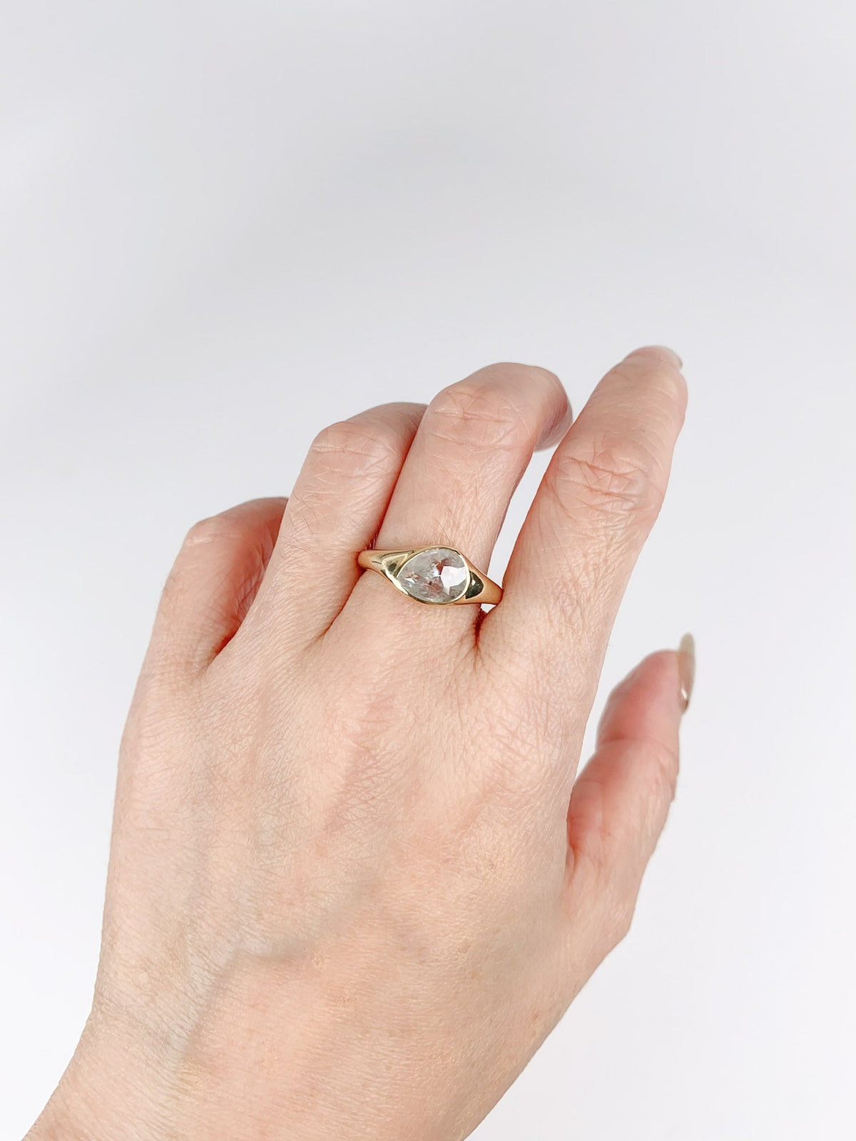 1.72ct Icy Diamond Tilted Bezel Set Engagement Ring 14K Gold R6706 Aurora Designer