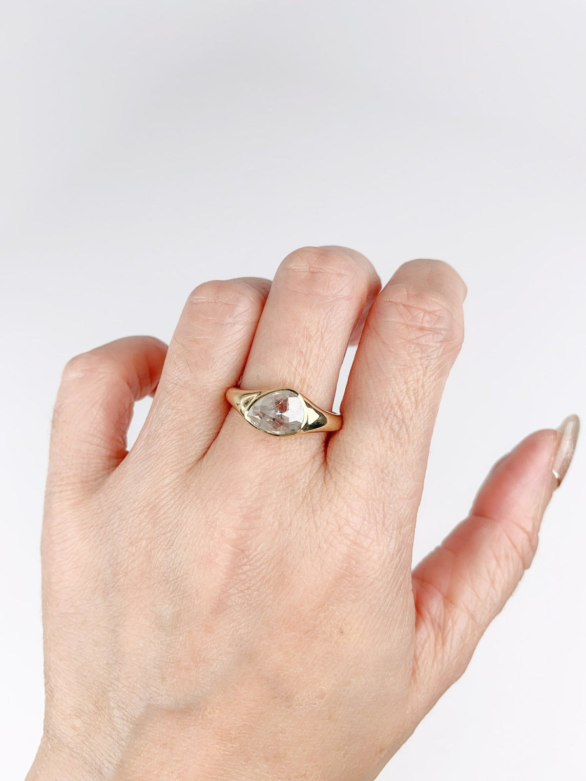 1.72ct Icy Diamond Tilted Bezel Set Engagement Ring 14K Gold R6706 Aurora Designer