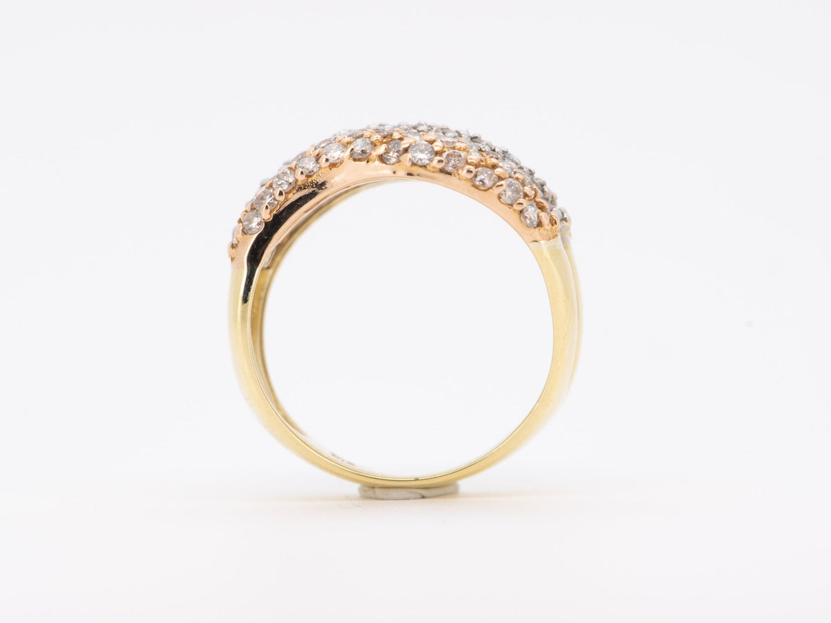 Wide Band Tri-Color Diamond Pave Ring 18K Gold Platinum 2ct Diamonds Statement 8.29g R6708 Aurora Designer