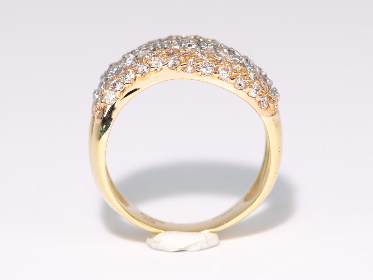 Wide Band Tri-Color Diamond Pave Ring 18K Gold Platinum 2ct Diamonds Statement 8.29g R6708 Aurora Designer