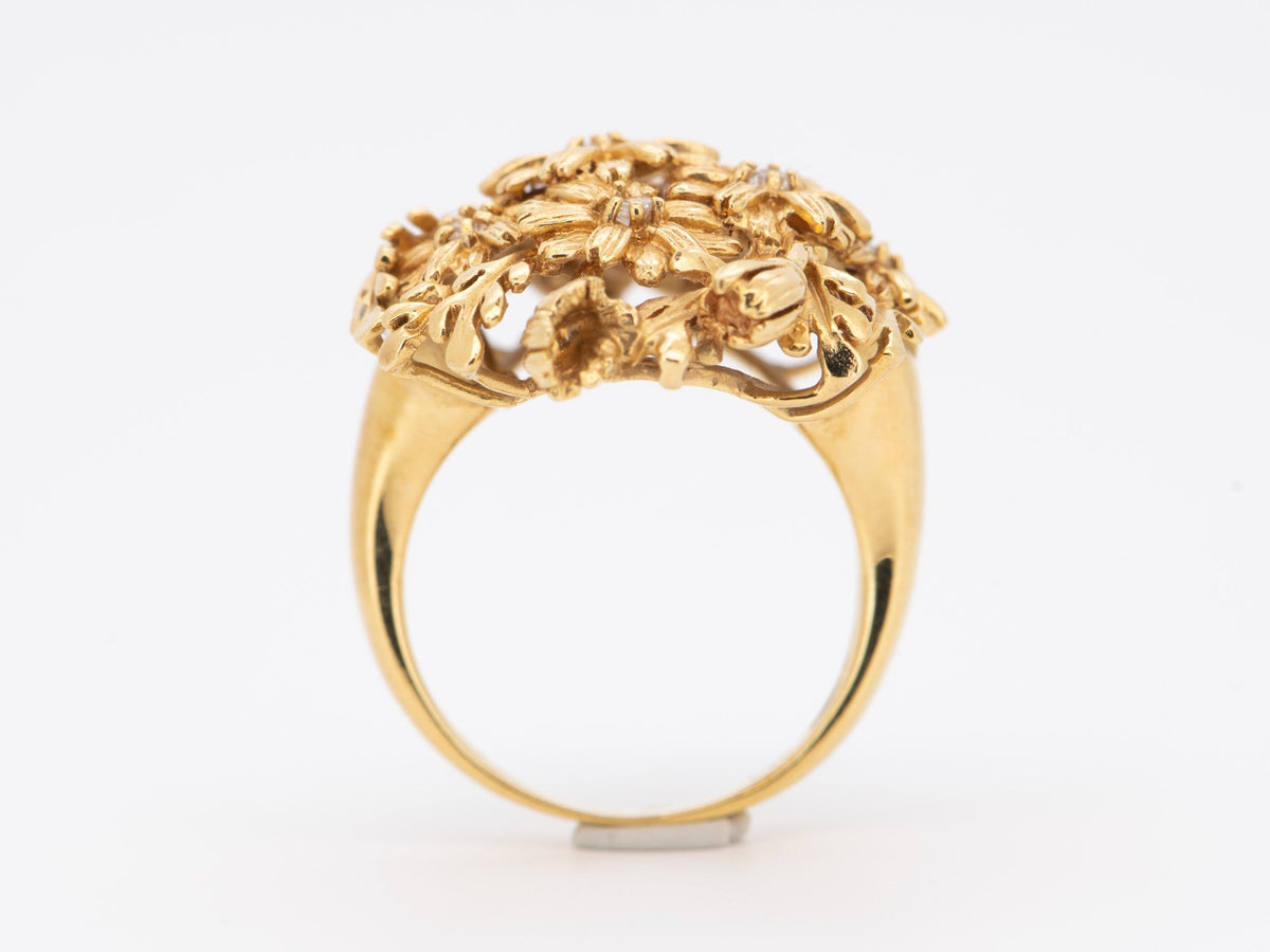 18K Gold Daisy Flower Cluster Ring with Diamond 9g+ Stunning Three-Dimensional Floral Design R6709 Aurora Designer