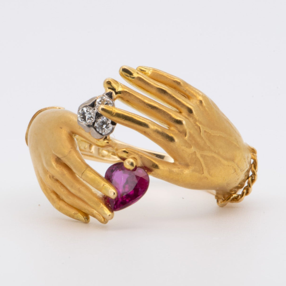 18K Gold Carrera y Carrera Woman and Man's Hand Ring with Ruby Diamond Sapphire 10g+ R6719 Aurora Designer