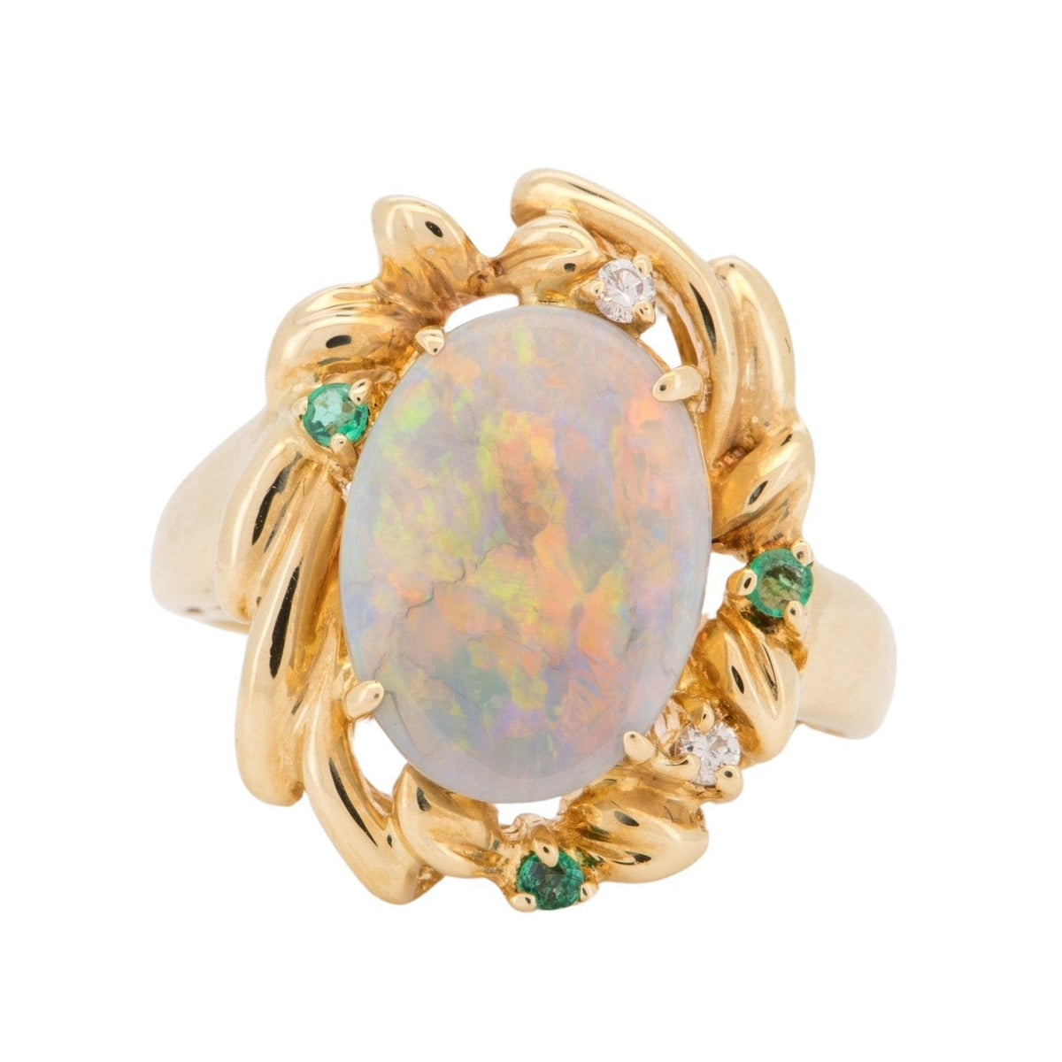1.53ct Solid Australian Opal Ring 18K Gold R6722 Aurora Designer