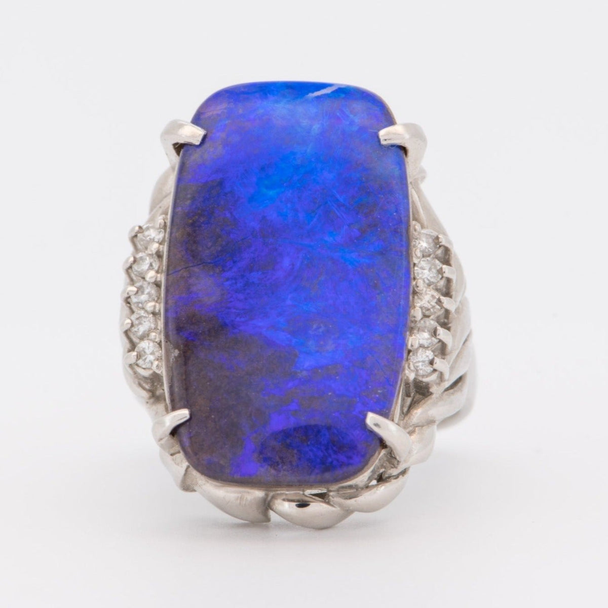 Rich Purple Blue Australian Boulder Opal Ring Platinum R6723 Aurora Designer