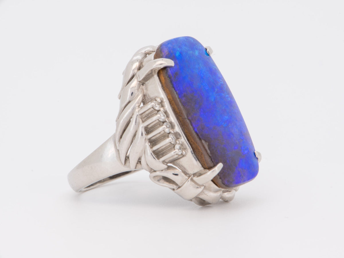 Rich Purple Blue Australian Boulder Opal Ring Platinum R6723 Aurora Designer