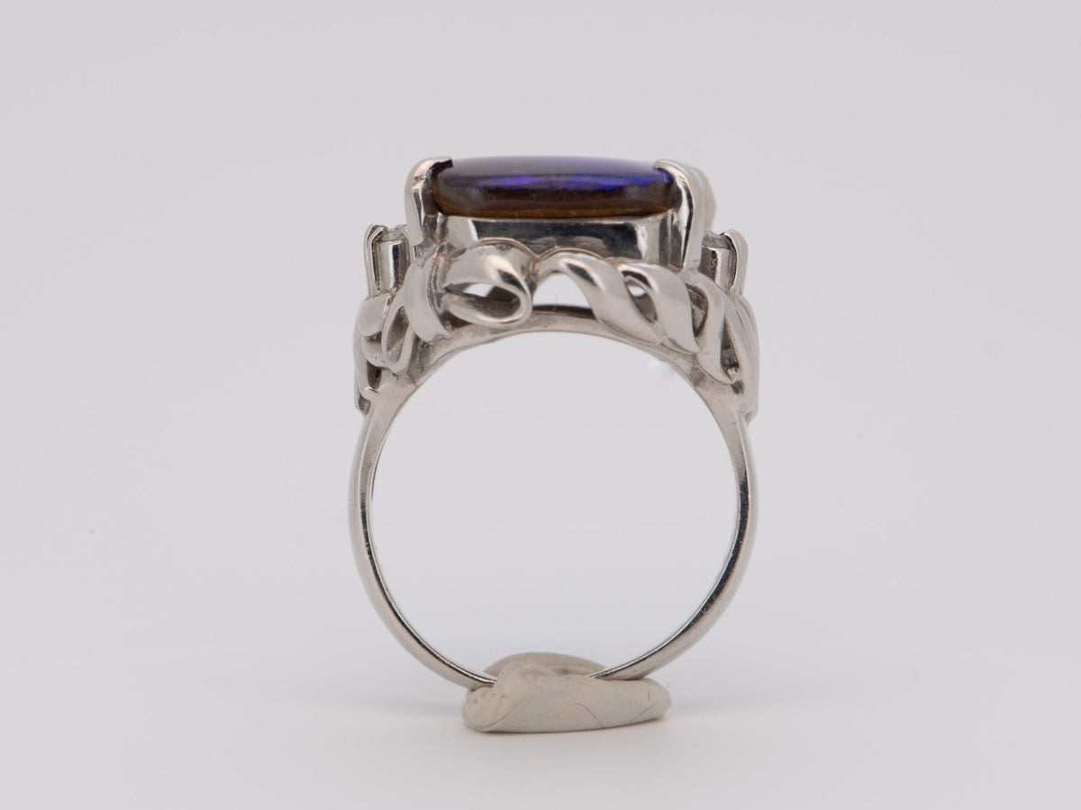 Rich Purple Blue Australian Boulder Opal Ring Platinum R6723 Aurora Designer