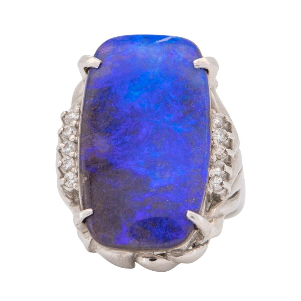 15.44ctw Rich Purple Blue Australian Boulder Opal Ring Platinum R6723 Aurora Designer
