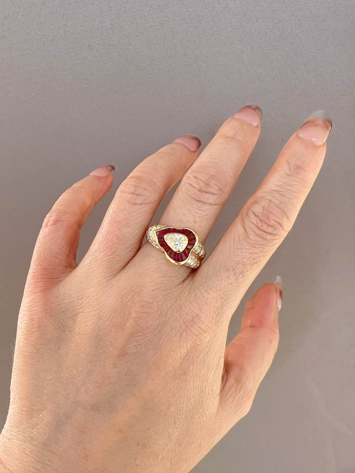 0.51ct Certified Center Diamond and Baguette Ruby Halo Ring 18K Gold R6730 Aurora Designer