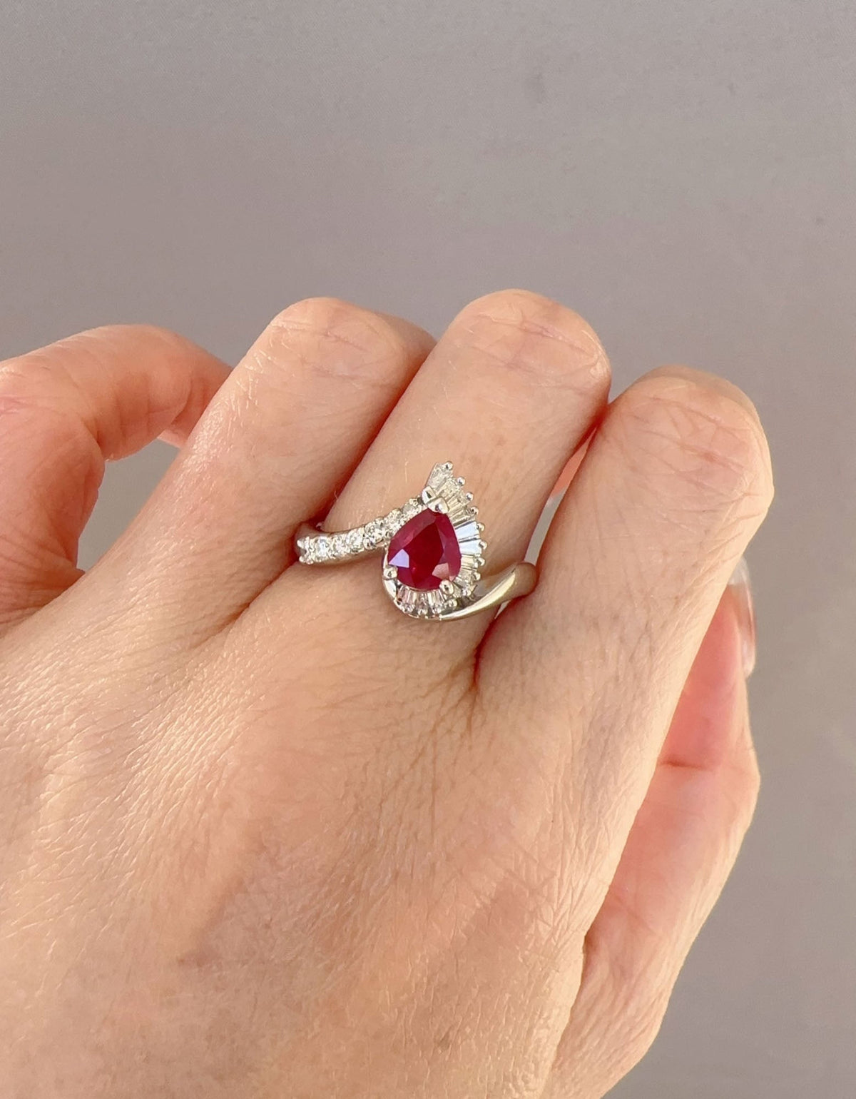 1.21ctw Ruby and Diamond Halo Engagement Ring Platinum Heavy 7g+ R6731 Aurora Designer