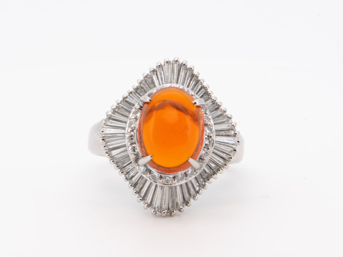 2.05ct Stunning Mexican Fire Opal with Diamond Halo Engagement Ring Platinum R6733 Aurora Designer