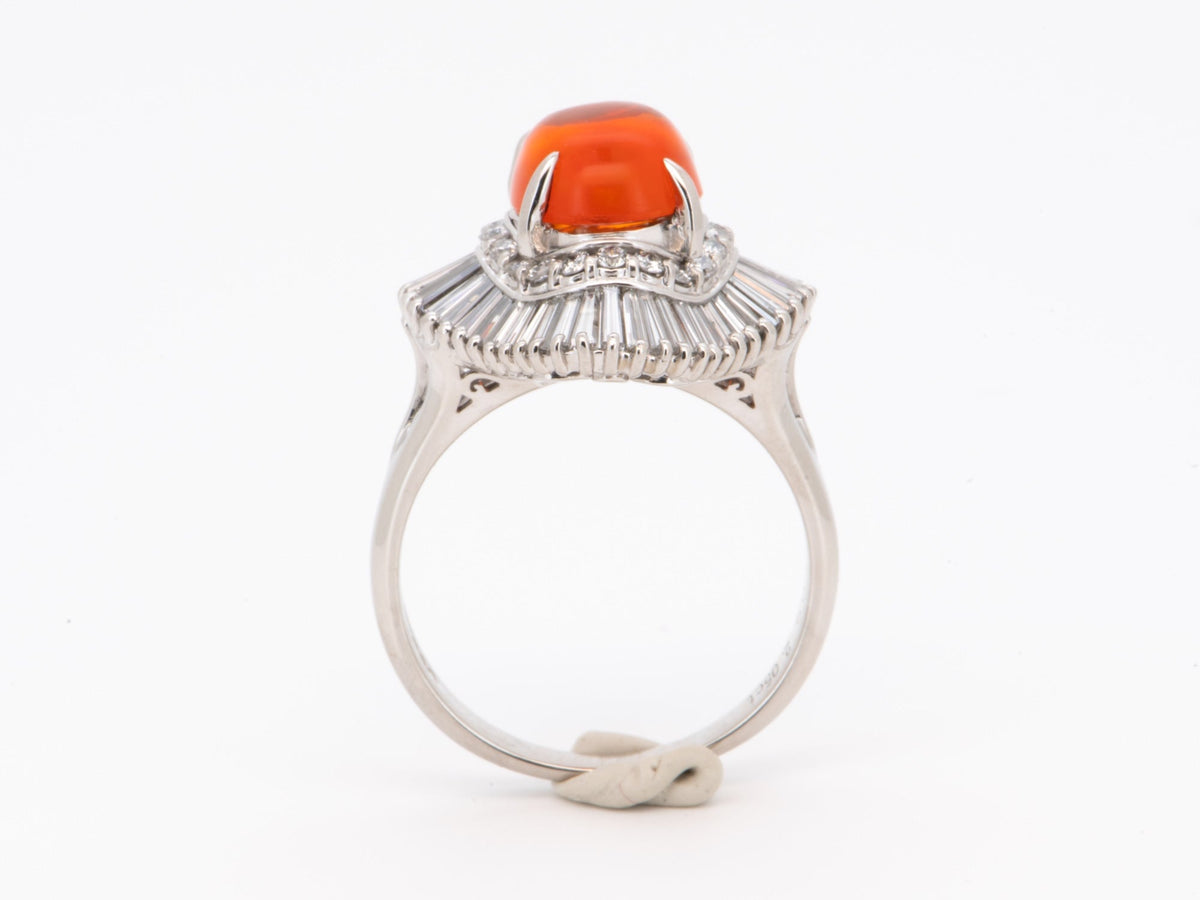 2.05ct Stunning Mexican Fire Opal with Diamond Halo Engagement Ring Platinum R6733 Aurora Designer