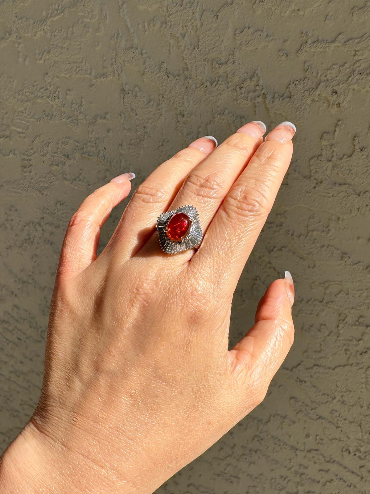 2.05ct Stunning Mexican Fire Opal with Diamond Halo Engagement Ring Platinum R6733 Aurora Designer