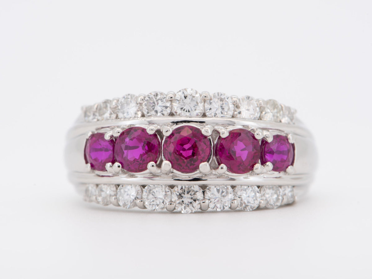 2.42ctw Three-Row Ruby and Diamond Platinum Band 8g+ R6741 Aurora Designer