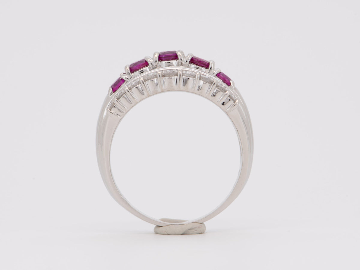 2.42ctw Three-Row Ruby and Diamond Platinum Band 8g+ R6741 Aurora Designer