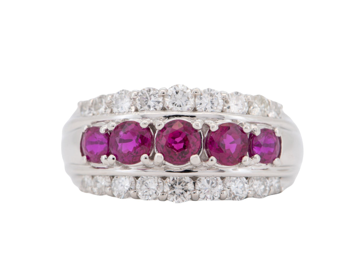 2.42ctw Three-Row Ruby and Diamond Platinum Band 8g+ R6741 Aurora Designer