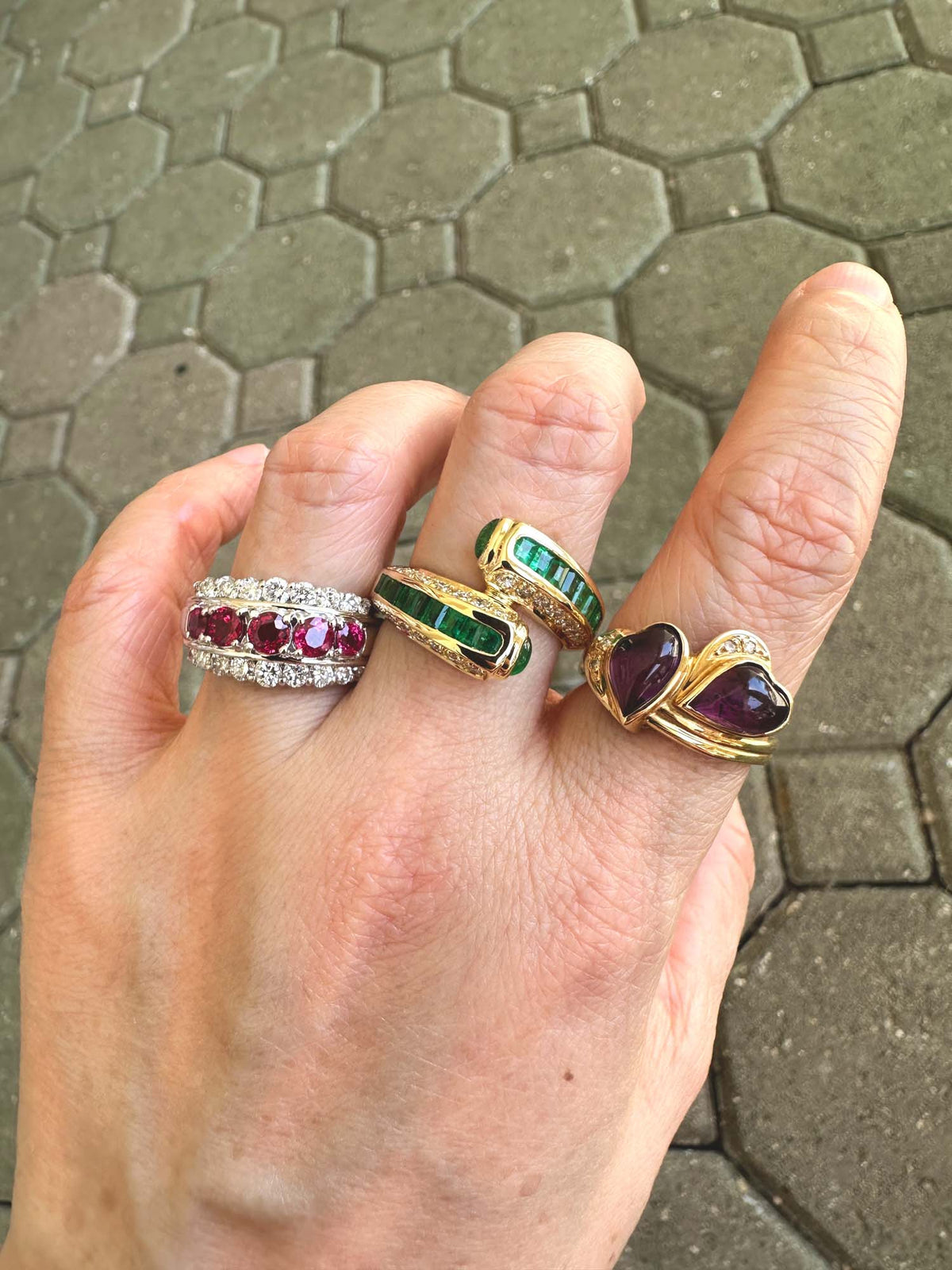 Channel Set Emerald with Diamond Accent Sculptural Bypass Ring 18K Gold R6740 Aurora Designer