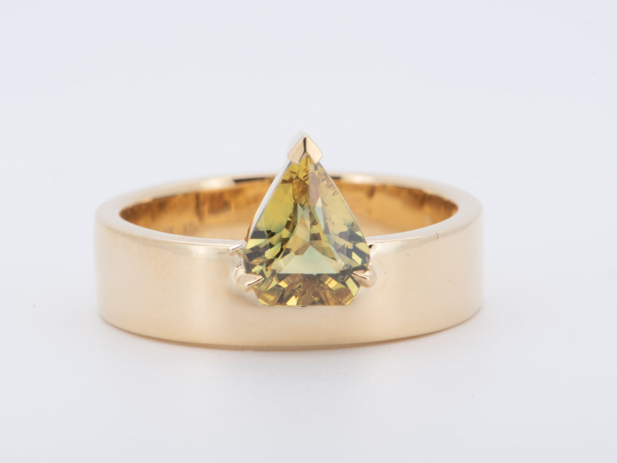 1.36ct Bi-Color Sapphire on Wide Band Engagement Ring 14K Gold R6745 Aurora Designer