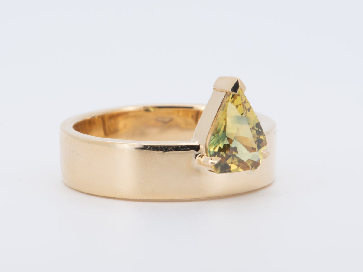 1.36ct Bi-Color Sapphire on Wide Band Engagement Ring 14K Gold R6745 Aurora Designer