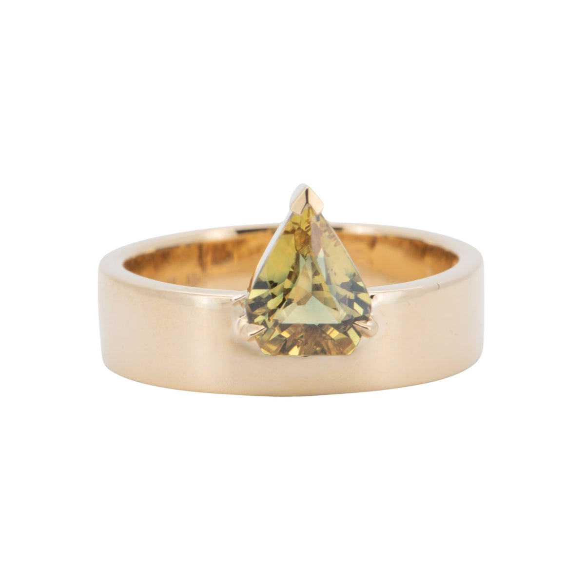 1.36ct Bi-Color Sapphire on Wide Band Engagement Ring 14K Gold R6745 Aurora Designer