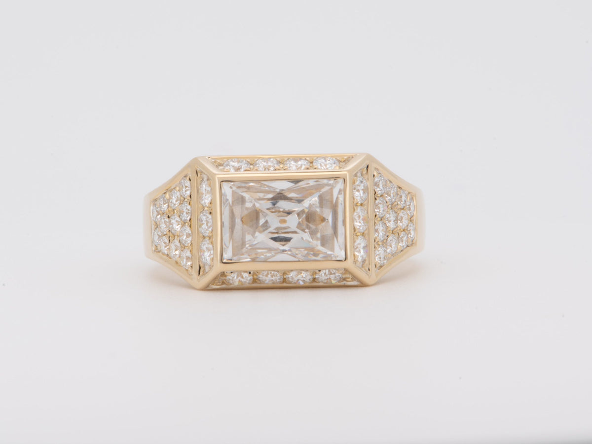 3.45ctw Certified French Cut Diamond Wide Band Ring 14K Gold R6747 Aurora Designer