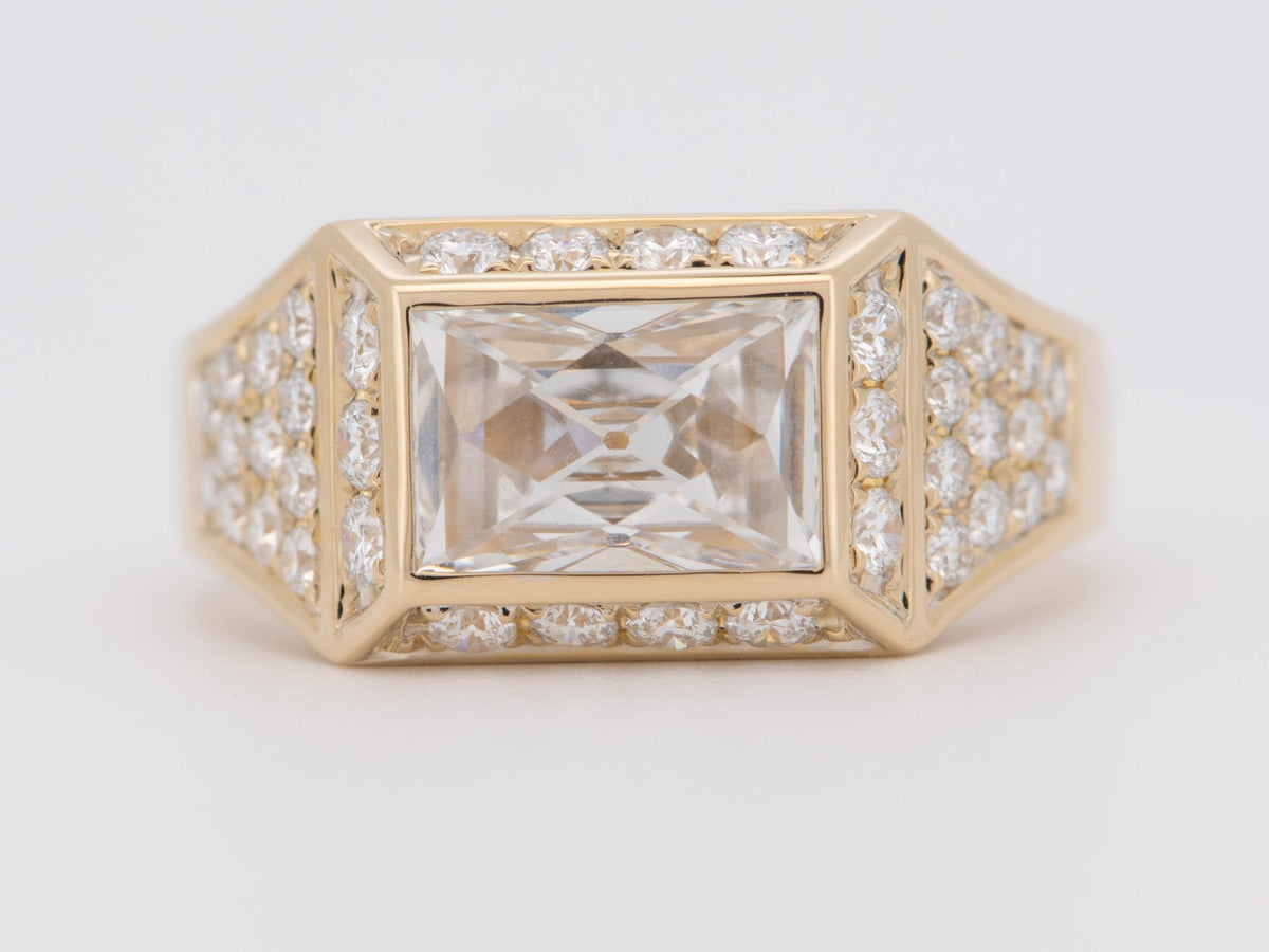 3.45ctw Certified French Cut Diamond Wide Band Ring 14K Gold R6747 Aurora Designer